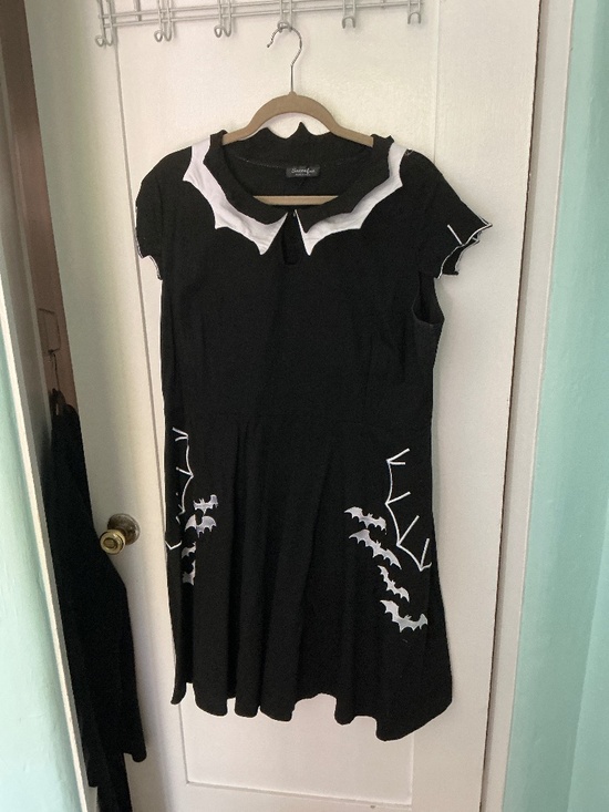 Sucrefas Dresses & Skirts - Spooky Cute Black Bat Halloween Dress Peter Pan Collar Goth Skater Dress